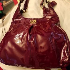 Coach Deep Burgundy Patent Leather Shoulder Bag